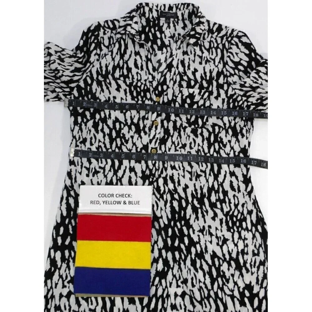 THE LIMITED Ashton black & white full button long shirt dress women's size S